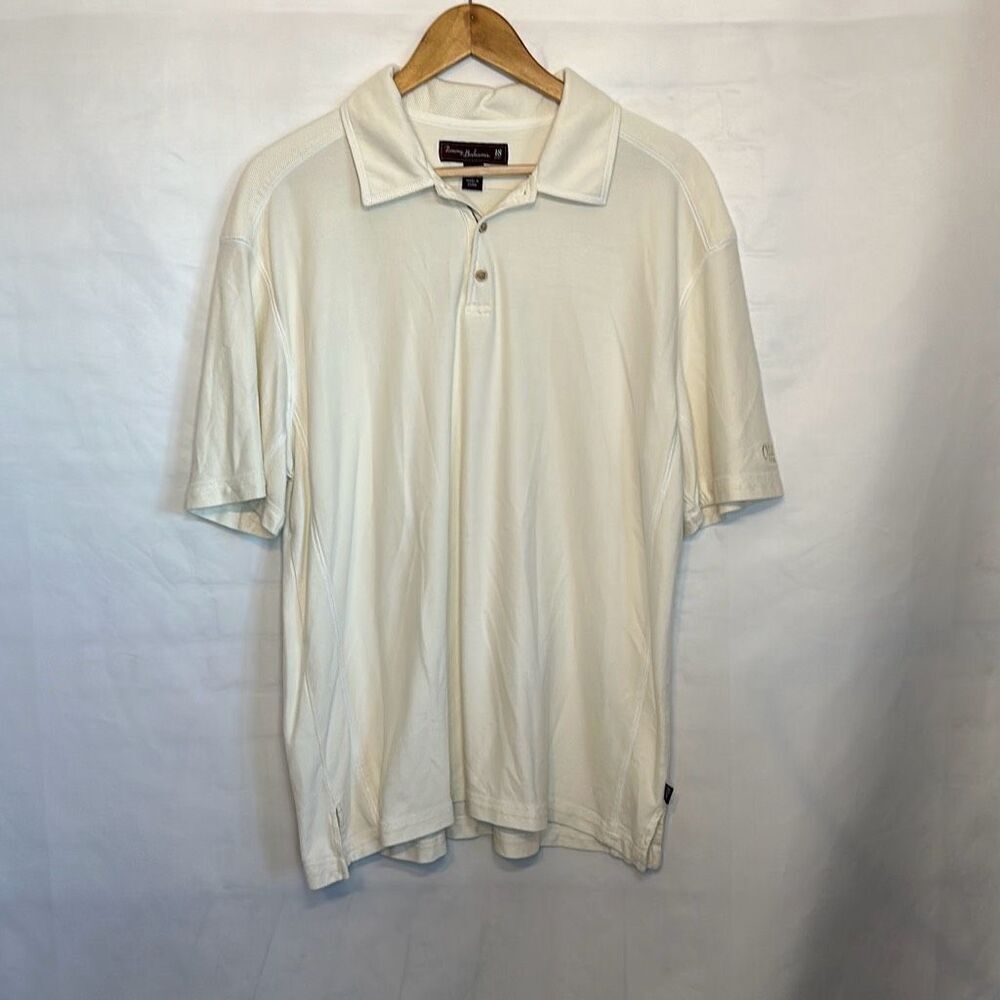 Tommy Bahama Mens Beige Silk Golf Polo Shirt size XL‎ 18 Golf